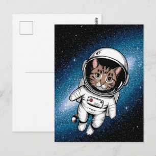 Astronaut Melkweg Planeet Ruimte Kat Kitten Kitty Briefkaart