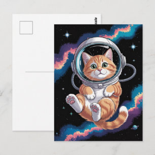 Astronaut Melkweg Planeet Ruimte Kat Kitten Kitty  Briefkaart