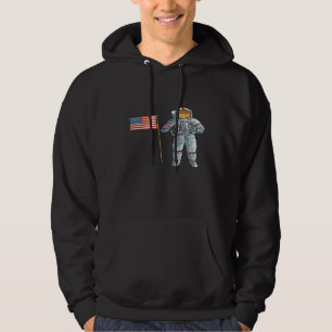 Astronaut met Amerikaanse vlag Space Moon USA Hoodie