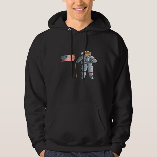 Astronaut met Amerikaanse vlag Space Moon USA Hoodie (Voorkant)