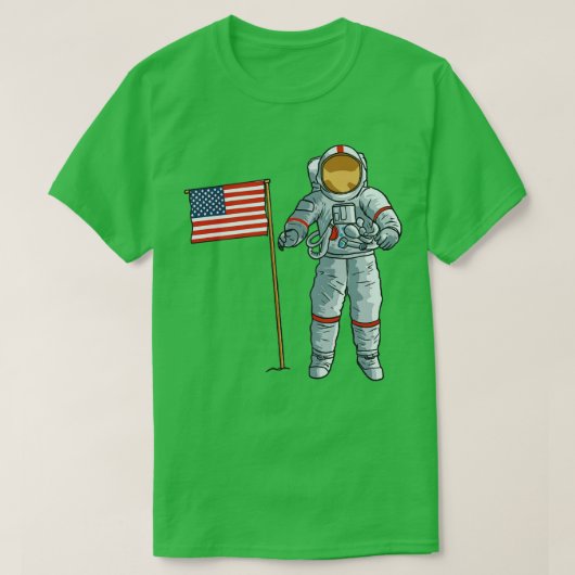 Astronaut met Amerikaanse vlag Space Moon USA T-shirt (Design voorkant)