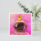 Astronaut met Baby Duck - Mini Print (Staand voorkant)