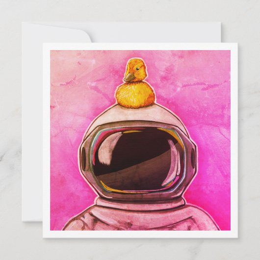 Astronaut met Baby Duck - Mini Print (Voorkant)