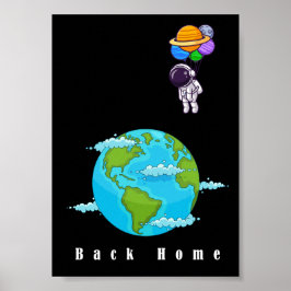 astronaut met ballon | Veelkleurige moderne kunst Poster