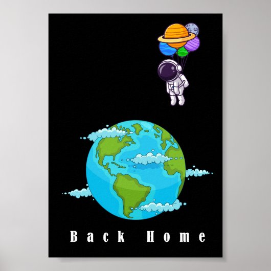 astronaut met ballon | Veelkleurige moderne kunst Poster (Voorkant)