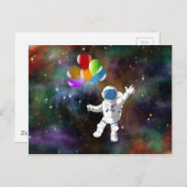 Astronaut met ballonnen briefkaart (Voorkant / Achterkant)