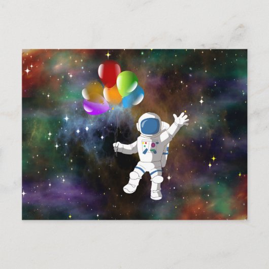 Astronaut met ballonnen briefkaart (Voorkant)