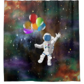 Astronaut met ballonnen douchegordijn (Voorkant)