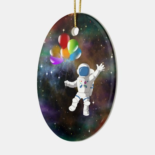 Astronaut met ballonnen keramisch ornament (Links)