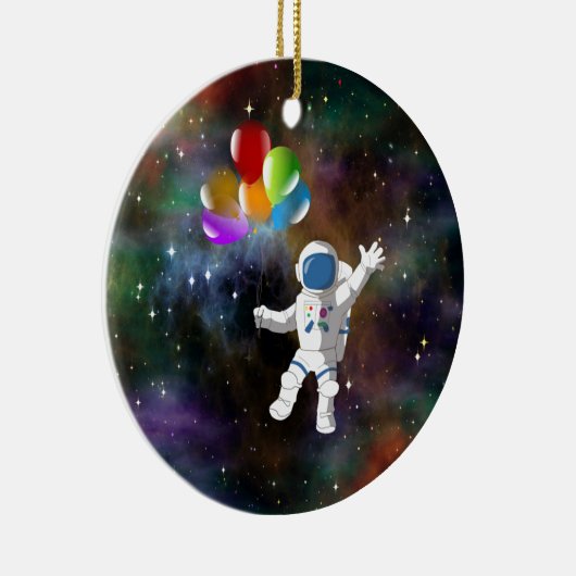 Astronaut met ballonnen keramisch ornament (Rechts)