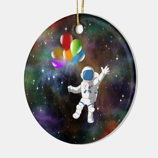 Astronaut met ballonnen keramisch ornament (Links)