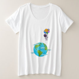 astronaut met ballonnen landing aarde grote maat t-shirt