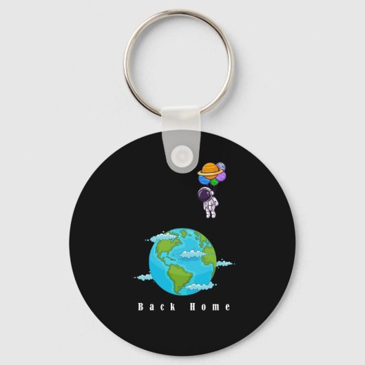 astronaut met ballonnen landing aarde | sleutelhanger (Voorkant)