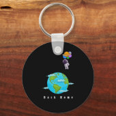 astronaut met ballonnen landing aarde | sleutelhanger (Voorkant)