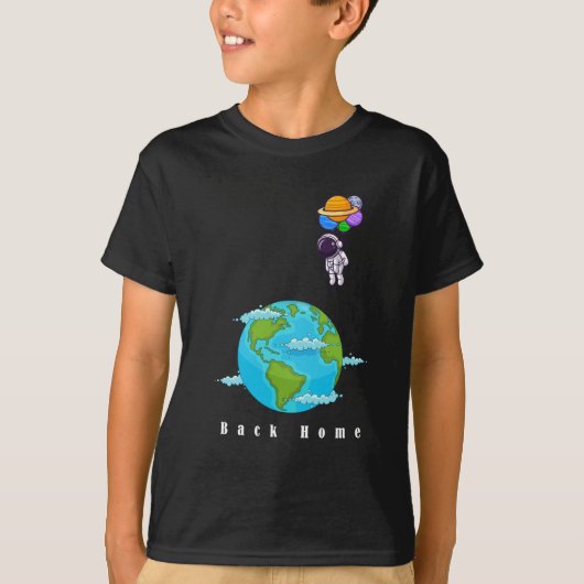astronaut met ballonnen landing aarde t-shirt (Voorkant)