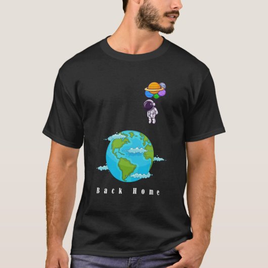 astronaut met ballonnen landing aarde t-shirt (Voorkant)