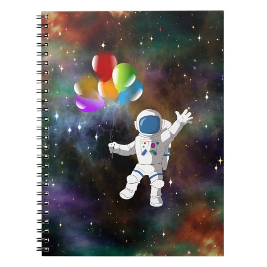 Astronaut met ballonnen notitieboek (Voorkant)