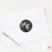 Astronaut met ballonnen ronde sticker (Envelop)