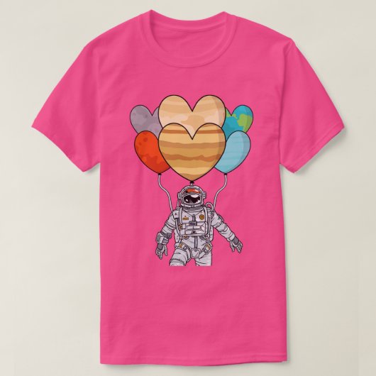 Astronaut met ballonzonnestelsel t-shirt (Design voorkant)