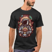 Astronaut met Donut Space T Shirt ontwerp (Voorkant)