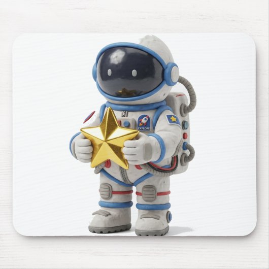 Astronaut met een gouden ster muismat (Voorkant)