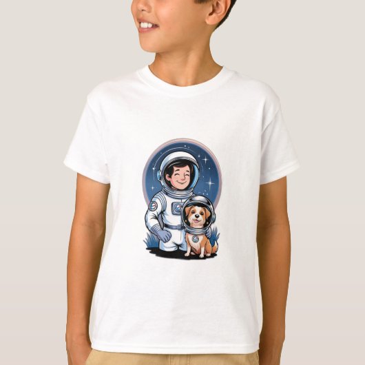 Astronaut met een huisdier (zoals een hond in een t-shirt (Voorkant)