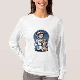 Astronaut met een huisdier (zoals een hond in een t-shirt
