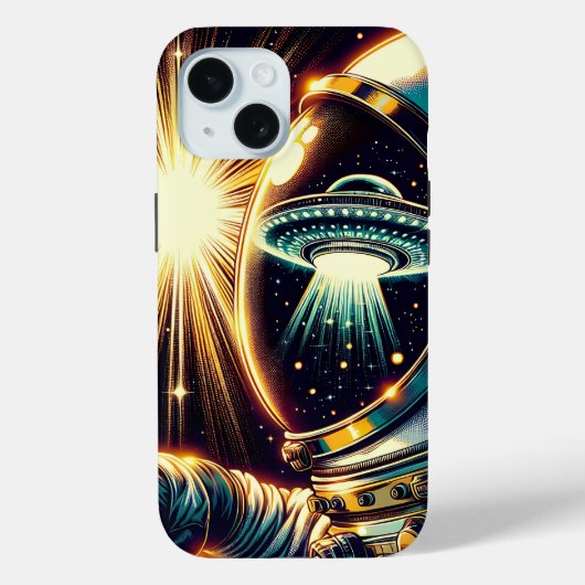 Astronaut met een reflectie van een ufo Case-Mate iPhone case (Achterkant)