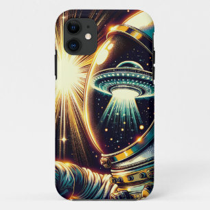 Astronaut met een reflectie van een ufo Case-Mate iPhone case