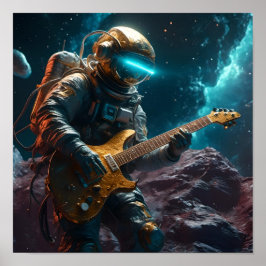 Astronaut met Electric Guitar Visions Poster