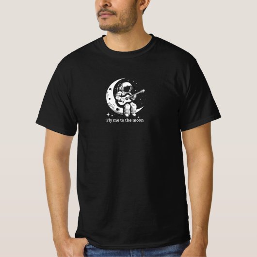 Astronaut met gitaar op de maan, zingt een lied t-shirt (Voorkant)