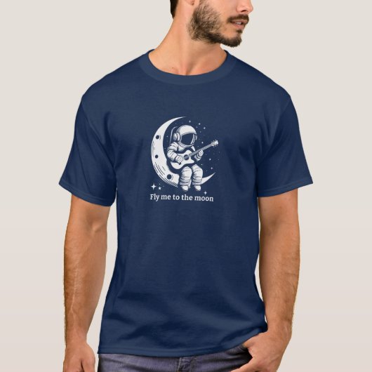 Astronaut met gitaar op de maan, zingt een lied t-shirt (Voorkant)
