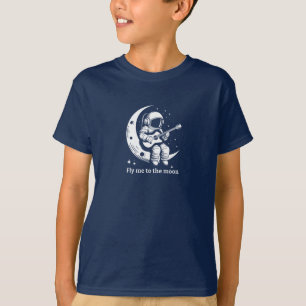 Astronaut met gitaar op de maan, zingt een lied t-shirt