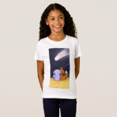 Astronaut met hond kijkt naar komeet t-shirt (Voorkant volledig)