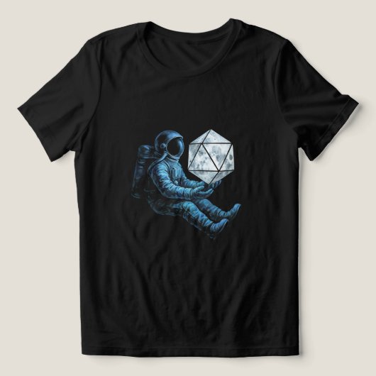 Astronaut met Maan Dobbelsteen Tri-Blend Shirt (Design voorkant)