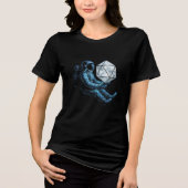 Astronaut met Maan Dobbelsteen Tri-Blend Shirt (Voorkant)