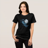 Astronaut met Maan Dobbelsteen Tri-Blend Shirt (Voorkant volledig)