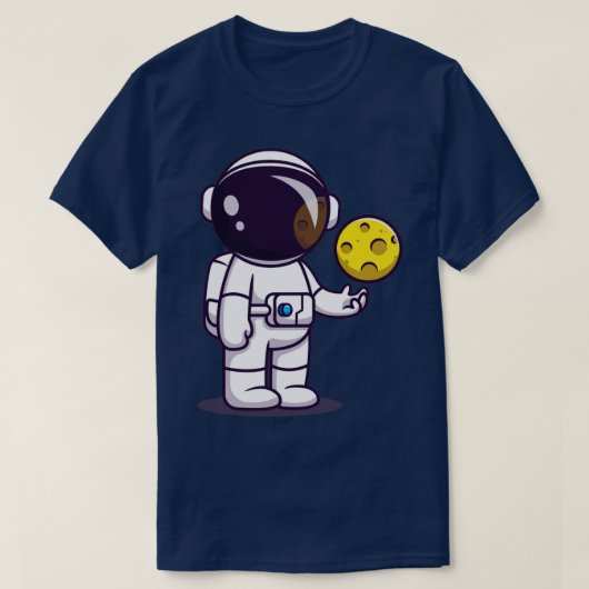 Astronaut met Moon Ball Cartoon T-shirt (Design voorkant)
