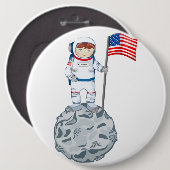 Astronaut met naamplaatje ronde button 6,0 cm (Voorkant /achterkant)
