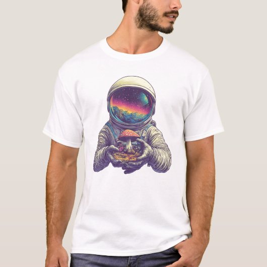 astronaut met paddenstoel t-shirt (Voorkant)
