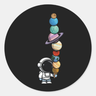 Astronaut met Planeet Scheppen Interstellaire Ijs Ronde Sticker