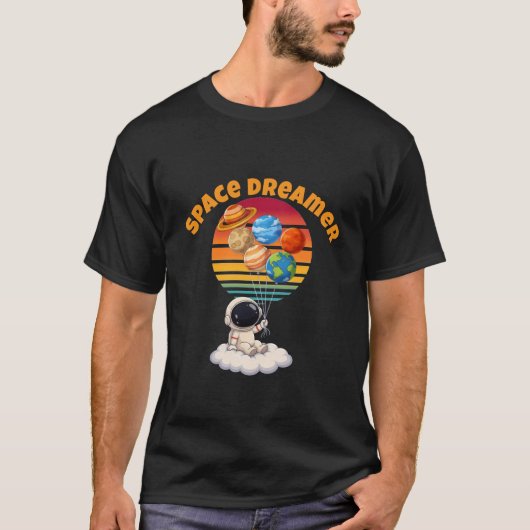 Astronaut Met Planeetballonnen T-Shirt (Voorkant)
