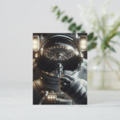 Astronaut met reflectie van UFO Briefkaart (Staand voorkant)