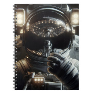 Astronaut met reflectie van UFO Notitieboek