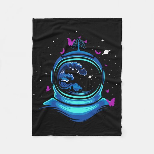 Astronaut Met Vlinder Fleece Deken (Voorkant)