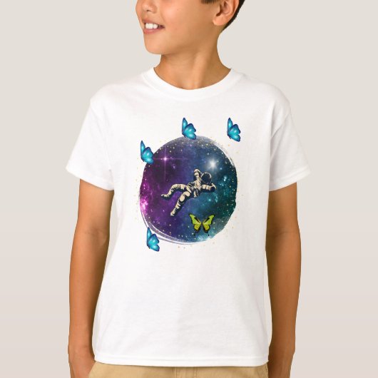 astronaut met vlinder t-shirt (Voorkant)
