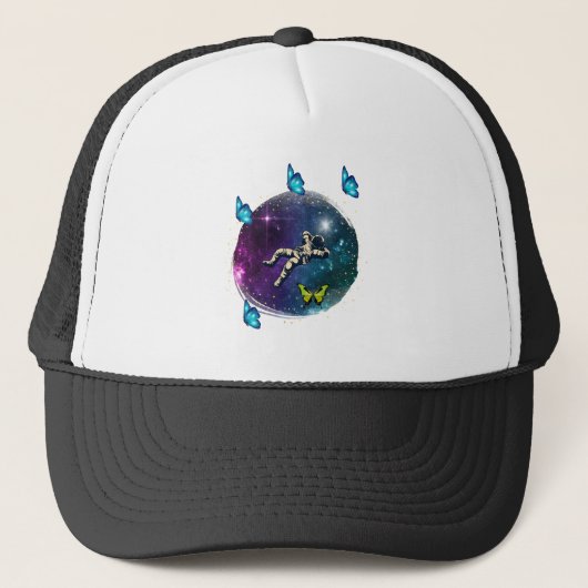 astronaut met vlinder trucker pet (Voorkant)