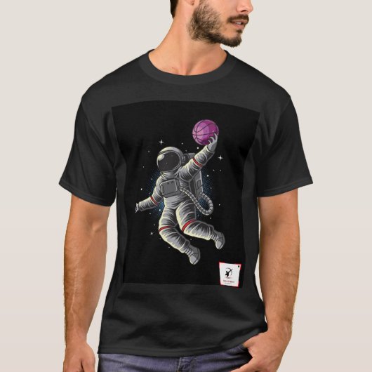 Astronaut met volleybalontwerp t-shirt (Voorkant)
