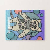Astronaut minimalist kat in de ruimte | Grappig & Legpuzzel (Horizontaal)