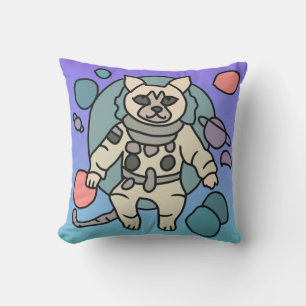 Astronaut minimalistische kat in de ruimte Grapp Kussen